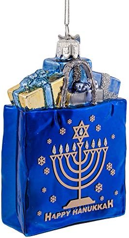 Kurt Adler 4 Inch Happy Hanukkah Glass Ornament