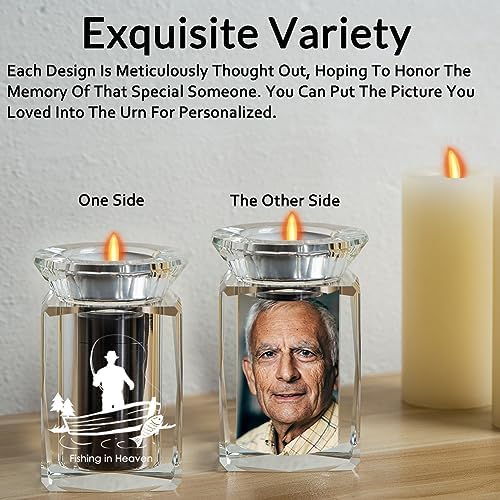 IFOLAINA Small Cremation Urn for Human Ashes Fishing in Heaven Crystal Keepsake