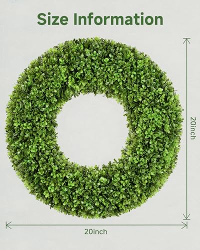 DDHS 20 Inch Artificial Boxwood Wreath for Front Door