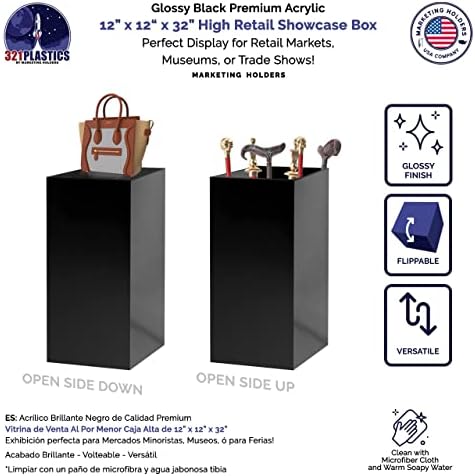 Glossy Black Acrylic Display Box 12x12x32 No Lid
