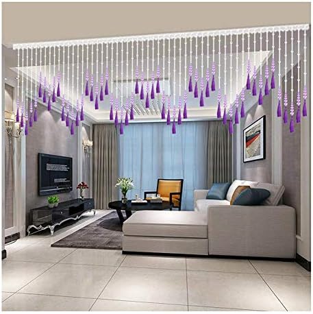 Beaded Curtain with Crystal Glass Beads Purple 60x155CM