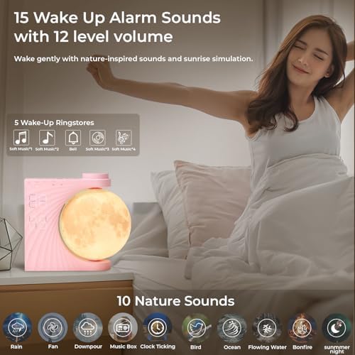 Sunrise Alarm Clock with Moon Lamp and 10 Fairy Sounds