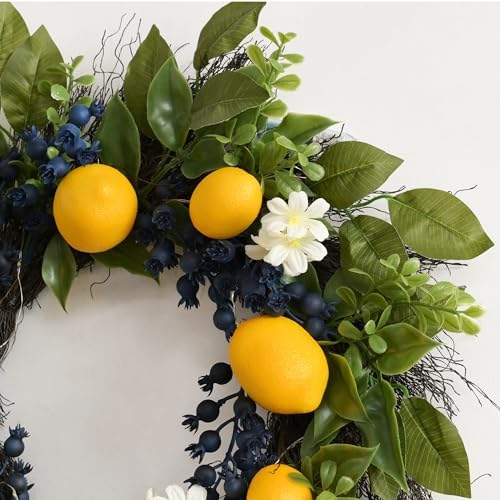 Valery Madelyn 20 Inch Summer Lemon Wreath with Lights