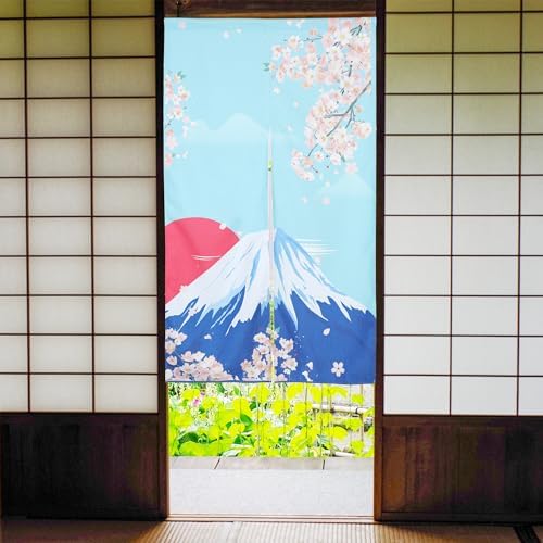 Japanese Noren Door Curtain with Cherry Blossom Print