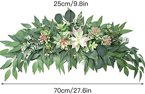 276 Inch Artificial Eucalyptus Swag with Succulents Spring Floral Wreath Green