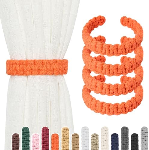 NICEEC 4 Pack Natural Cotton Rope Curtain Tiebacks