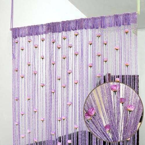 LAFANDE Thread Door Curtain with Roses Design