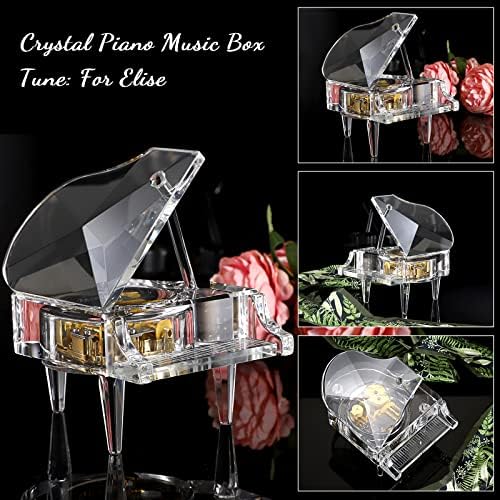 ELLDOO Crystal Piano Music Box - Mechanical Clockwork Decorative Ornament