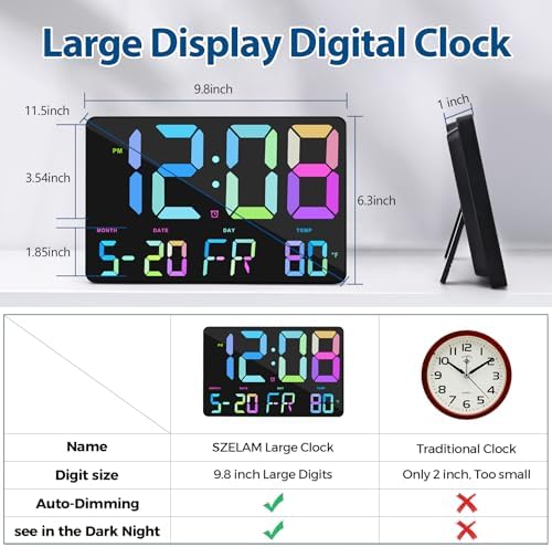 SZELAM Digital Wall Clock with Remote Control