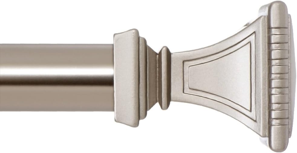 Ivilon Decorative Window Curtain Rod with Carved Square Finials