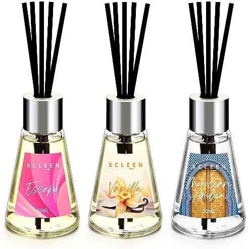 3 Pack Reed Diffuser Set with 15 Sticks Escape Vanilla Moroccan Amber