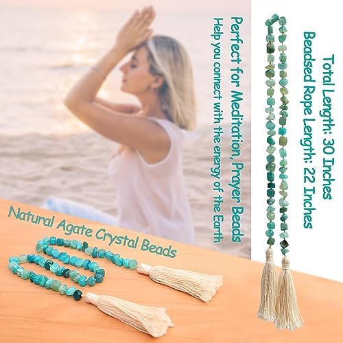 Lumiti Agate Stone Garland with Tassel 30inch Farmhouse Decor