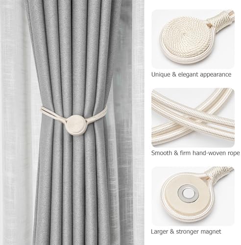 NICEEC 4 Pack Magnetic Curtain Tiebacks with Unique Medal Shape