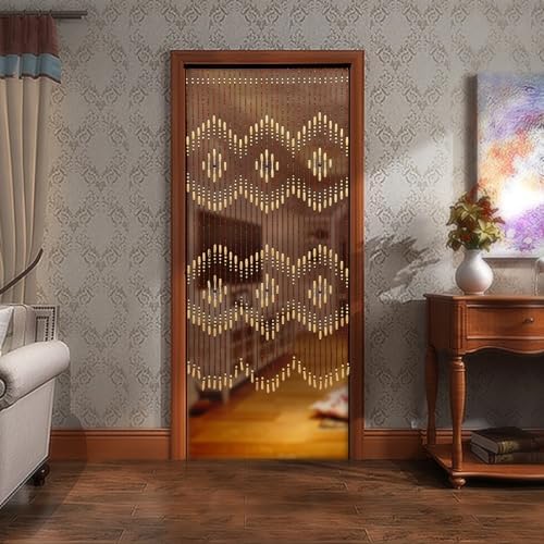 Natural Bamboo Door Bead Curtain 31 Strands Fringe