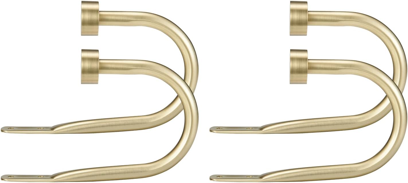 Premium Curtain Holdback with Brass Cap Finials Set of 4