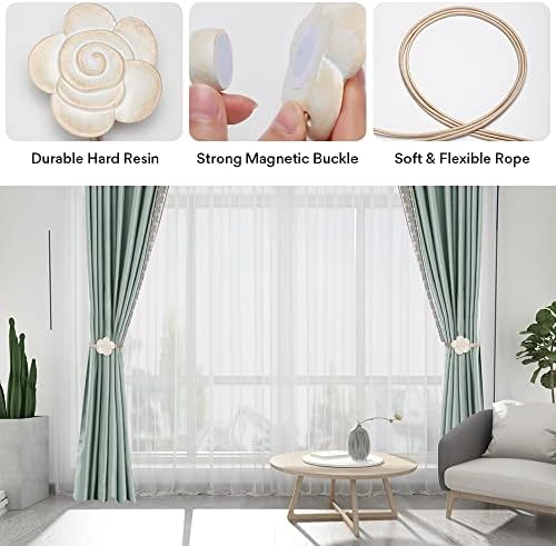 Aimou Light Small Flower Curtain Tiebacks 4 Pack Beige