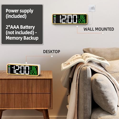 LEIKE 9 Inch Digital Alarm Clock with Night Light and USB Port