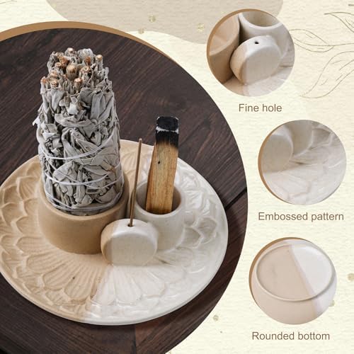 4 In 1 Incense Holder Ceramic Ash Catcher for Yoga and Meditation