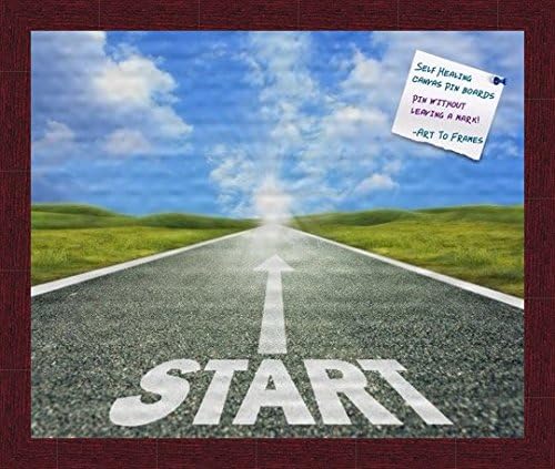 PinPix Decorative Bulletin Board Self-Healing Canvas 16x16 Mahogany Framed