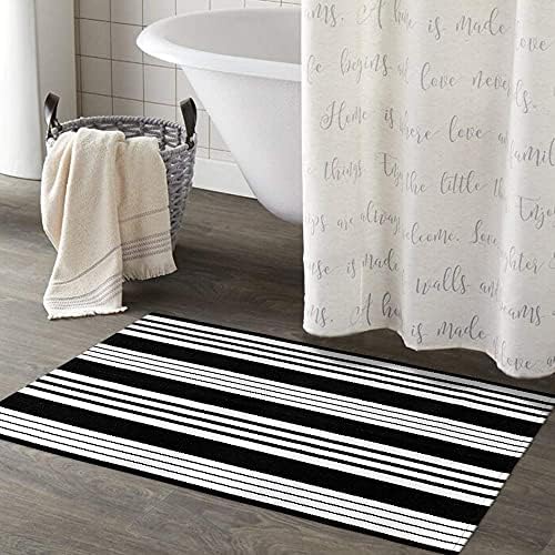 OJIA Front Door Mat 24 x 35 Black White Rug
