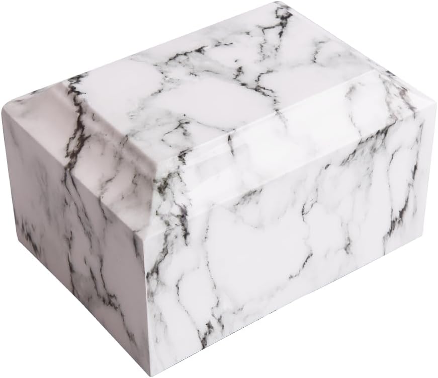 MAKEYS White Classic Cultured Marble Cremation Urn