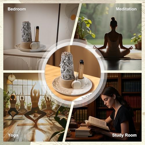 4 In 1 Incense Holder Ceramic Ash Catcher for Yoga and Meditation