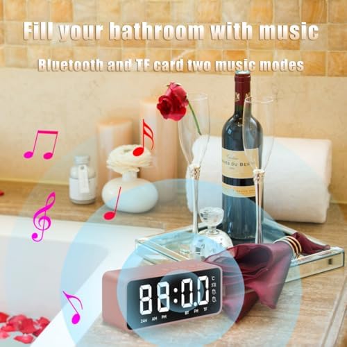 Pink Digital Alarm Clock with Music and Thermometer