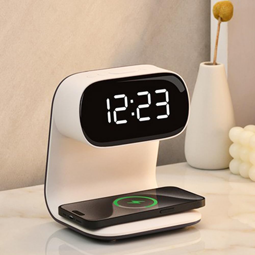 IHAO 3in1 Wireless Charging Alarm Clock Night Light