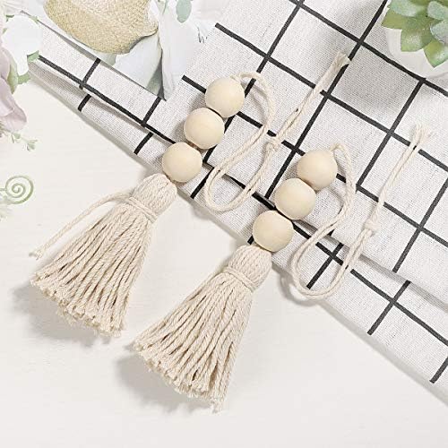Farmhouse Wood Bead Tassel Garland