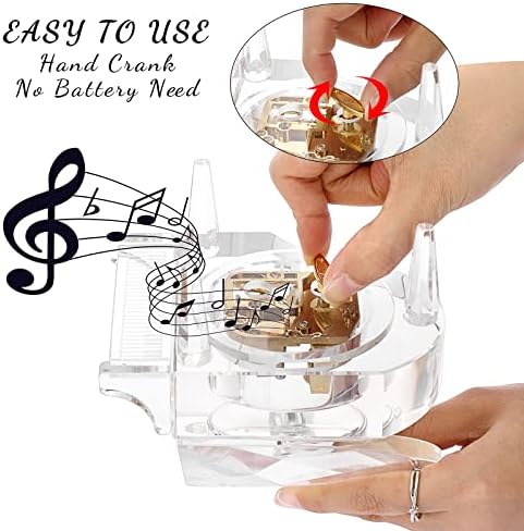 ELLDOO Crystal Piano Music Box - Mechanical Clockwork Decorative Ornament