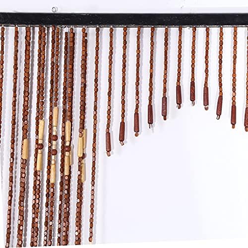 ZHOUXIAO Natural Wood Beaded Curtain 32 Strands 90x175cm