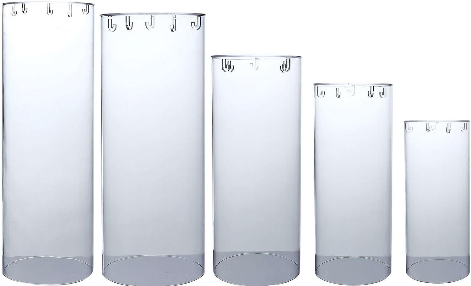 Efavormart Set of 5 Clear Acrylic Cylinder Pedestals with Hooks
