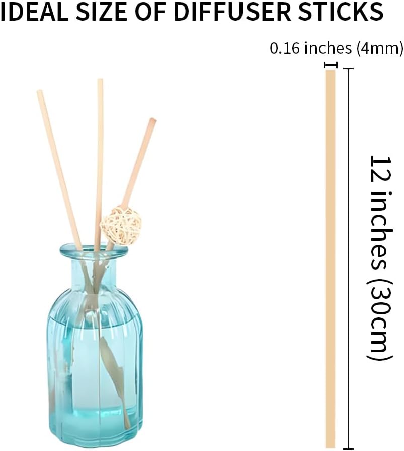 50PCS Natural Fiber Reed Diffuser Sticks 12 Inch Long 4mm Diameter
