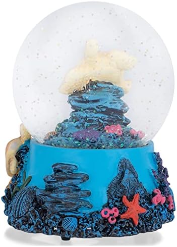 Elanze Designs Musical Glitter Snow Globe with Sea Turtle Decoration