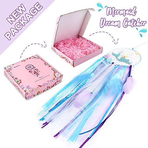 OurWarm Mermaid Dream Catcher Wall Decor for Girls