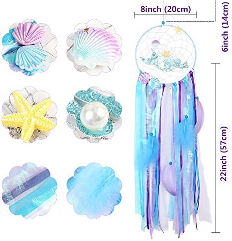 OurWarm Mermaid Dream Catcher Wall Decor for Girls