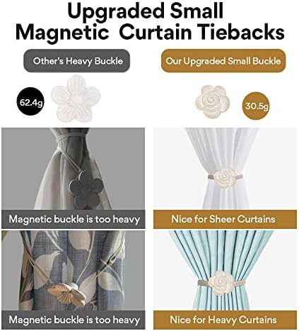 Aimou Light Small Flower Curtain Tiebacks 4 Pack Beige