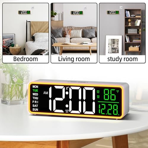 LEIKE 9 Inch Digital Alarm Clock with Night Light and USB Port