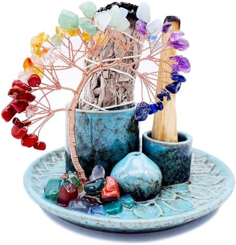 5 in 1 Incense Burner Holder with Crystal Healing Tree
