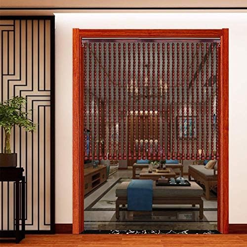 Beaded Curtain with Wooden Beads and Gourd Pendants