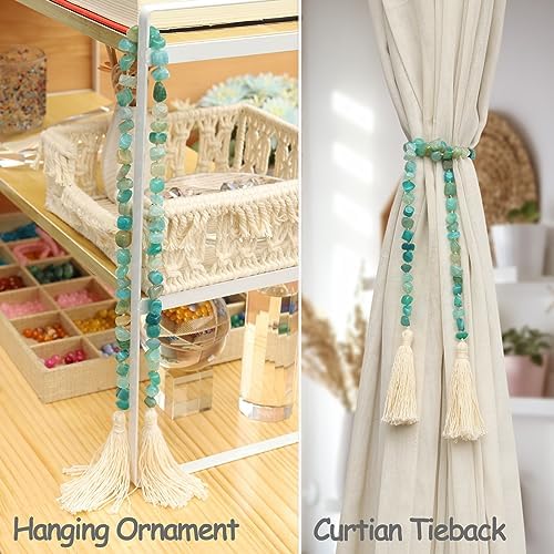 Lumiti Agate Stone Garland with Tassel 30inch Farmhouse Decor