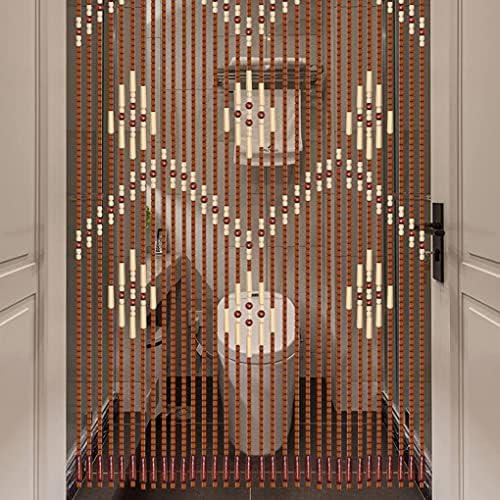 ZHOUXIAO Natural Wood Beaded Curtain 32 Strands 90x175cm