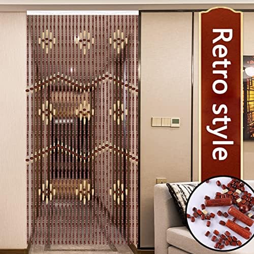 KDDEON Natural Wood Beaded Curtains with Track