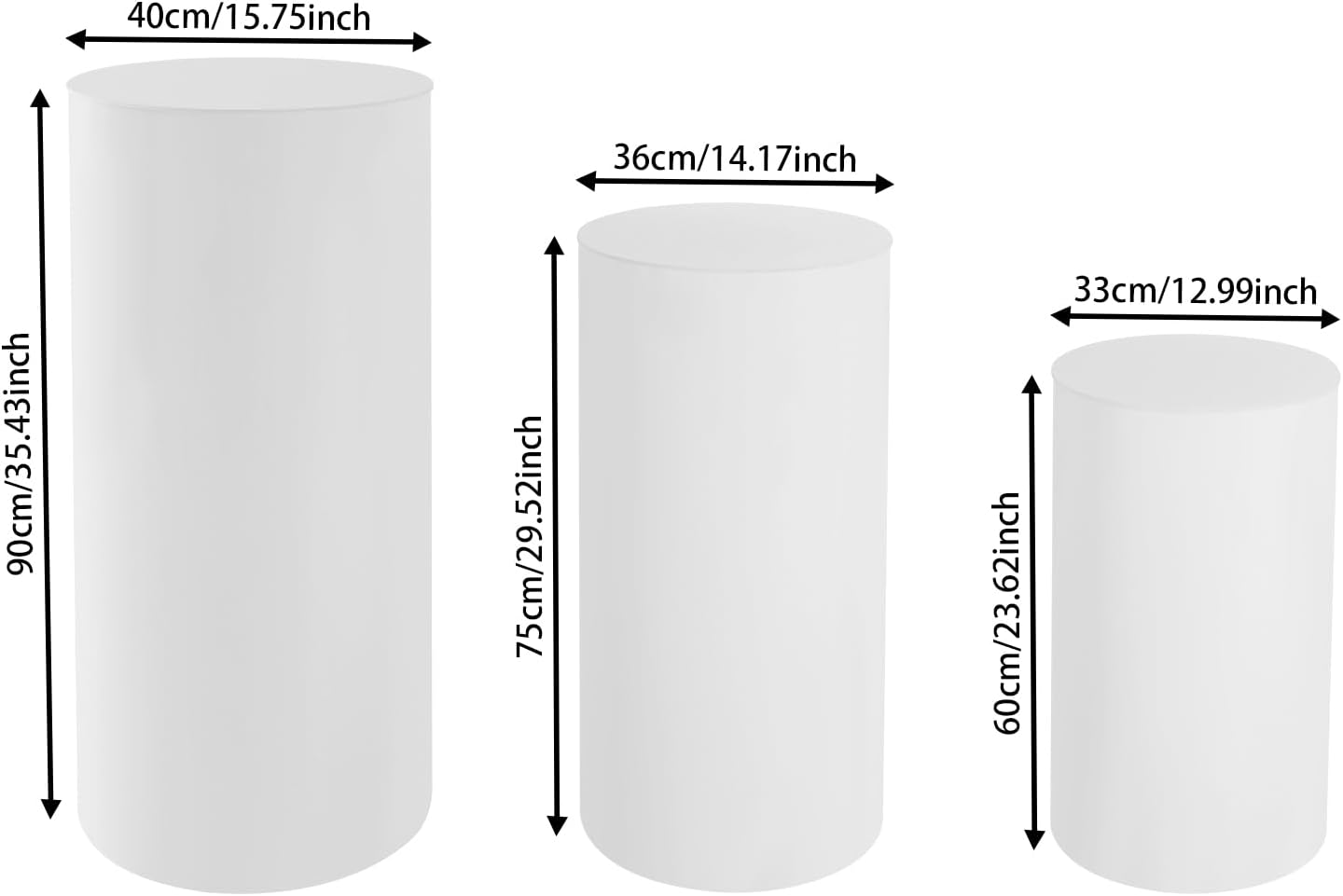 3PCS White Cylinder Pedestal Stand for Wedding Display