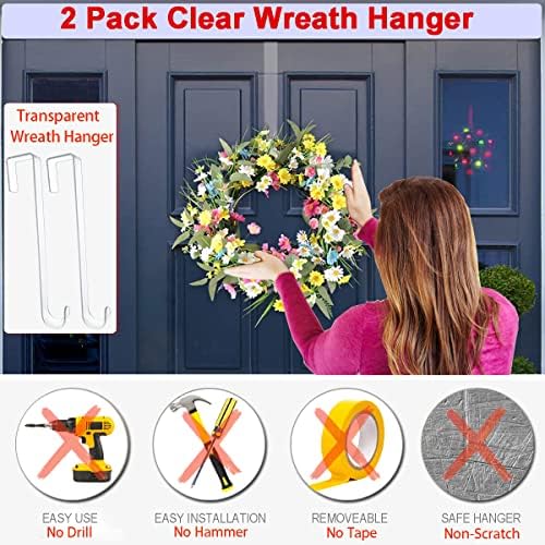 Clear Wreath Hangers 12 Inch 2 Pack Front Door Hooks