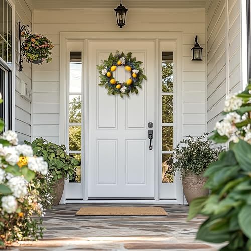 Valery Madelyn 20 Inch Summer Lemon Wreath with Lights