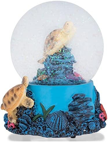 Elanze Designs Musical Glitter Snow Globe with Sea Turtle Decoration