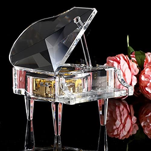 ELLDOO Crystal Piano Music Box - Mechanical Clockwork Decorative Ornament