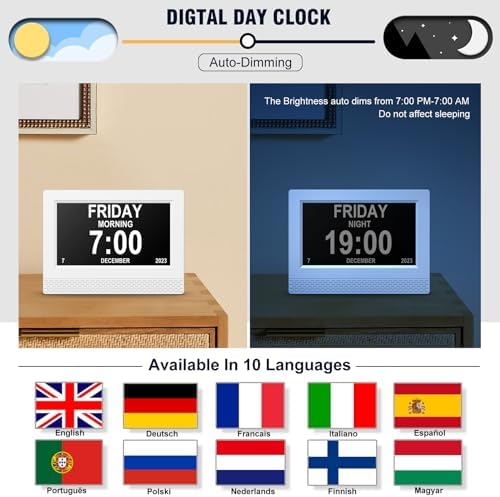 Digital Calendar Alarm Clock with 7 HD Screen