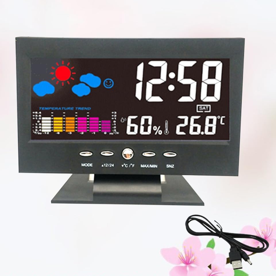 PRETYZOOM Large Screen Weather Forecast Alarm Clock
